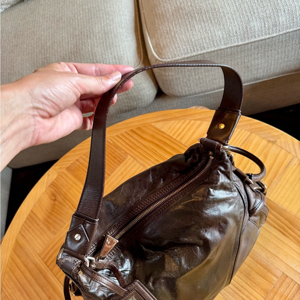 Super RARE 🤎 L.A.M.B. Dark Brown Leather Shoulder Bag by Gwen Stefani - Picture 6 of 13